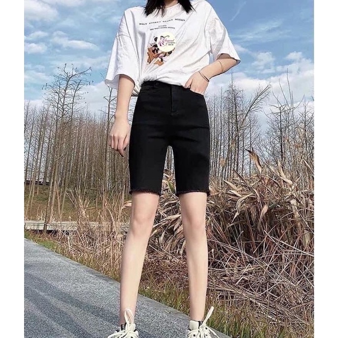 Quần jeans nữ ngố cạp cao chất co dãn