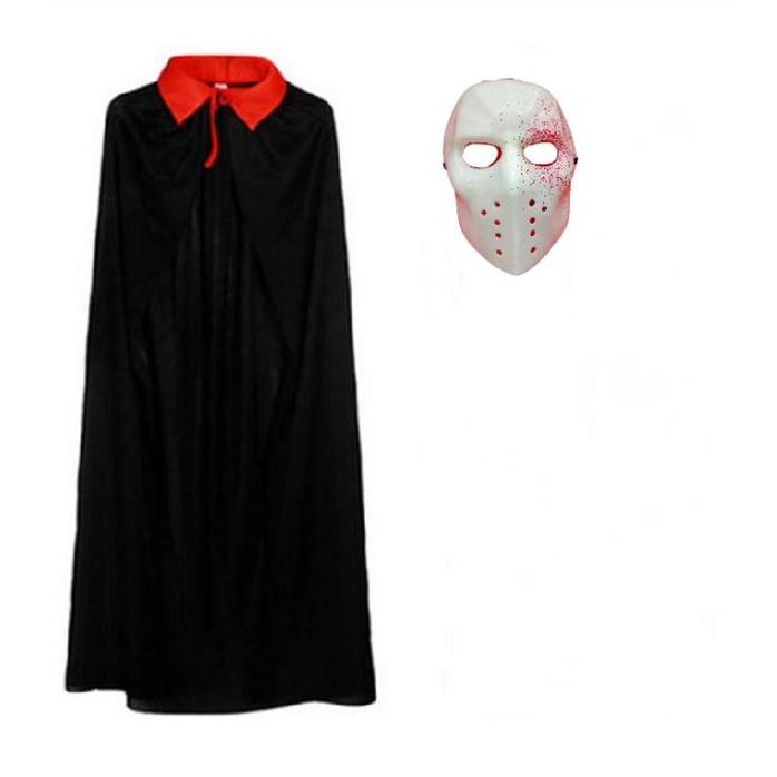 Bộ hoá trang lễ Halloween, áo choàng đen và mặt nạ. 2 size