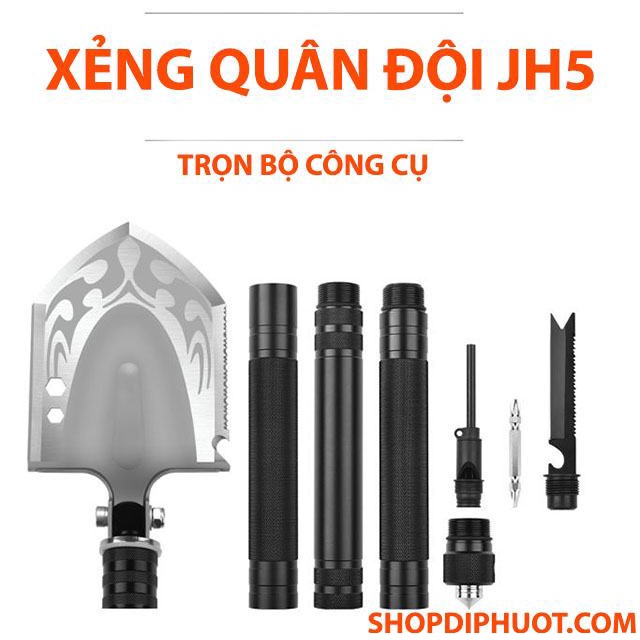 Xẻng Quân Dụng Đa Năng Đi Phượt Cao Cấp, Đa Năng Gấp Gọn (Loại Xịn)