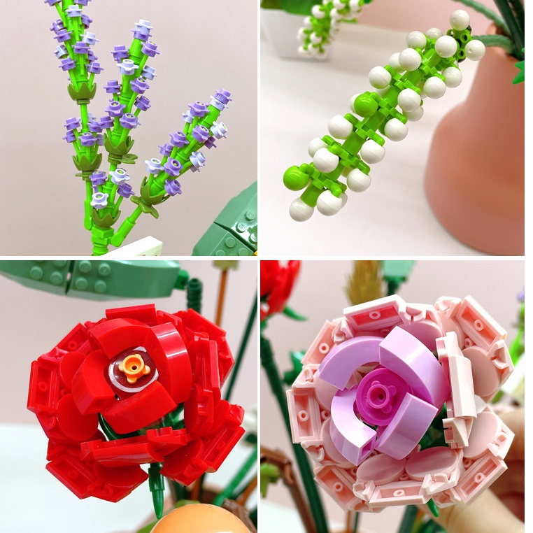 Bộ sản phẩm đồ chơi lắp ráp bó hoa nhiều loài hoa, mô hình bó hoa