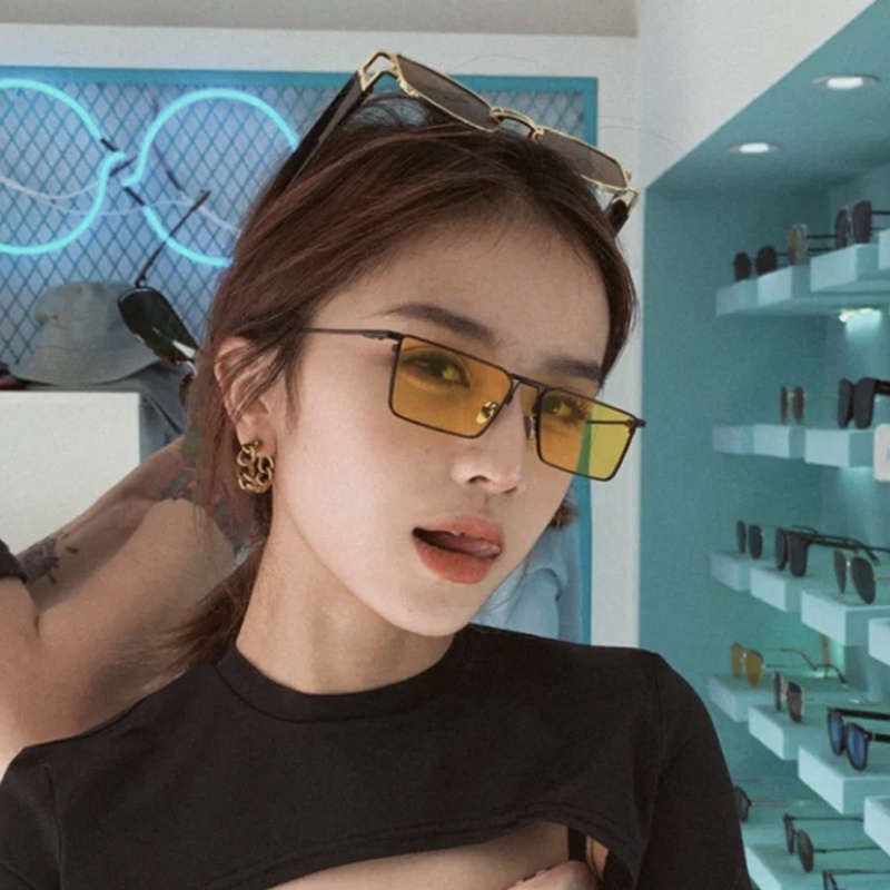 Kính Mát Gọng Vuông Kim Loại Thời Trang Cho Nam Nữ