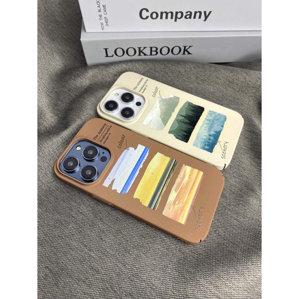 Ốp Điện Thoại PC Cứng Viền TPU Họa Tiết Màu Nước Chống Sốc Cho iPhone 14 13 12 11 Pro Max XS XR 8 7 Plus