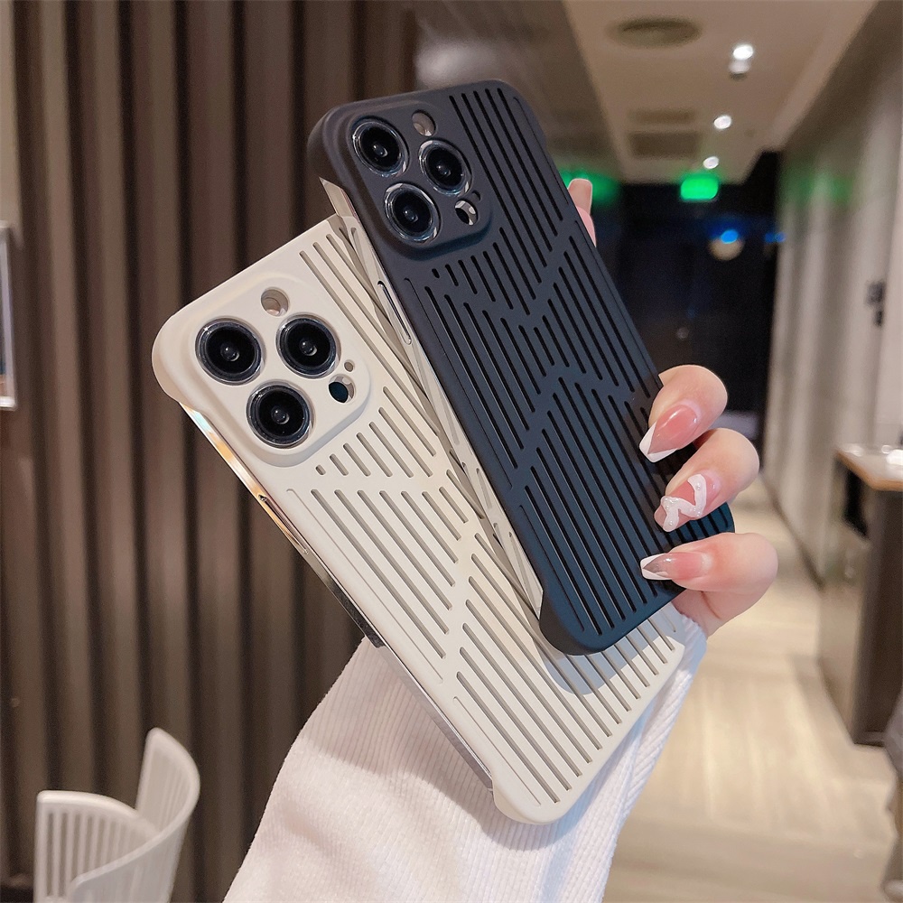 Ốp Điện Thoại PC Cứng Không Viền Dạng Lưới Tản Nhiệt Cho iPhone 14 iPhone14 Pro Max Plus 14Pro 14Plus