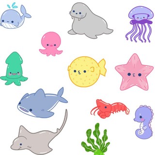 Sticker dán động vật Biển dễ thương trang trí sổ tay, điện thoại