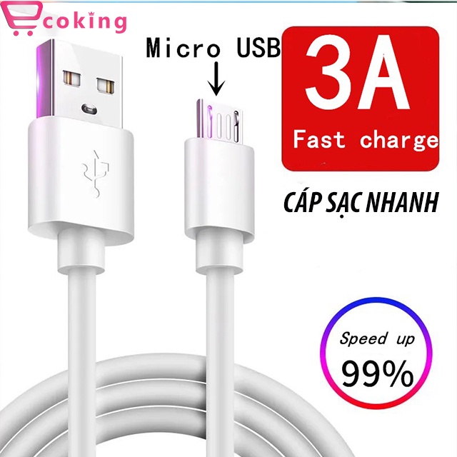 cáp sạc nhanh android chính hãng ECOKING,lõi bằng đồng nguyên chất sạc không nóng máy không loạn màn hình dây dài 1M
