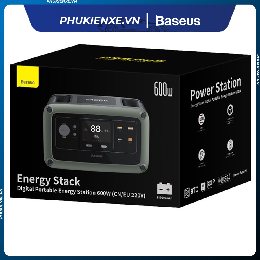 Trạm năng lượng di động công suất 600w dung lượng khủng 180000mAh hỗ trợ nhiều thiết bị sạc cùng lúc AC/DC