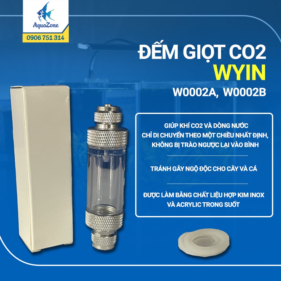 Đếm giọt CO2 WYIN đầu đơn, đầu đôi bằng hợp kim Inox và Acrylic - Đơn giản, nhỏ gọn, chính xác