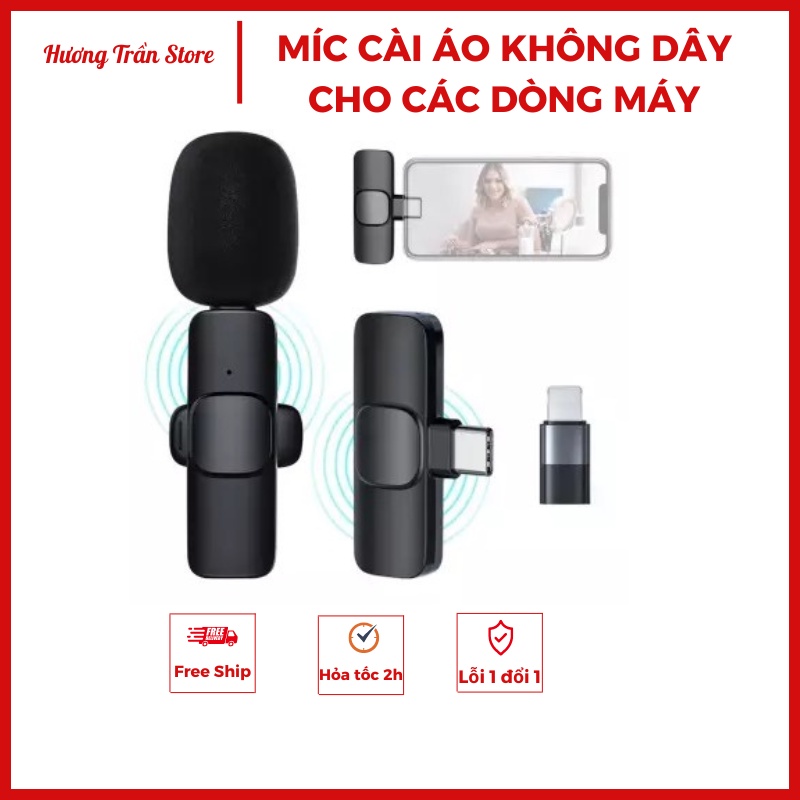 Micro không dây cài áo mã K8 phù hợp cho các dòng điện thoại ios và androi, dùng livestream, quay clip, tiktok, youtube