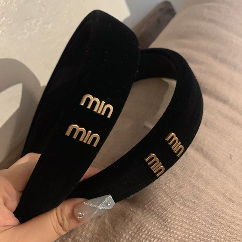 Băng Đô Nhung Đen Bản Rộng Phong Cách Retro Pháp