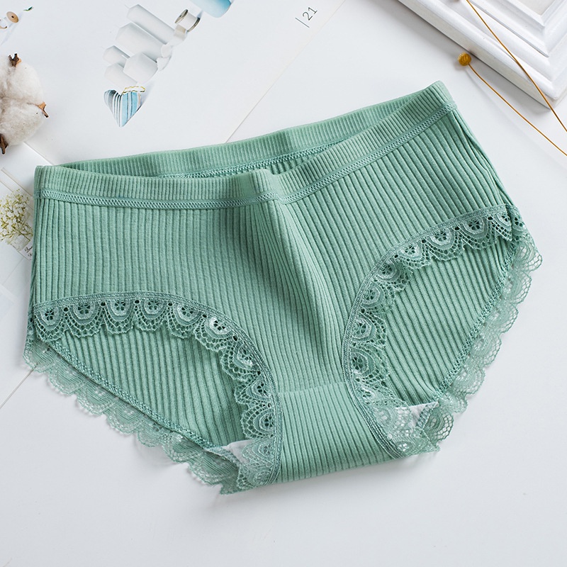 Quần Lót Nữ Cotton Kháng Khuẩn Gân Tăm Freeship Quần Chip Nữ Viền Ren Siêu Mềm Mịn Thoáng Mát QL09 - Size 35-65kg