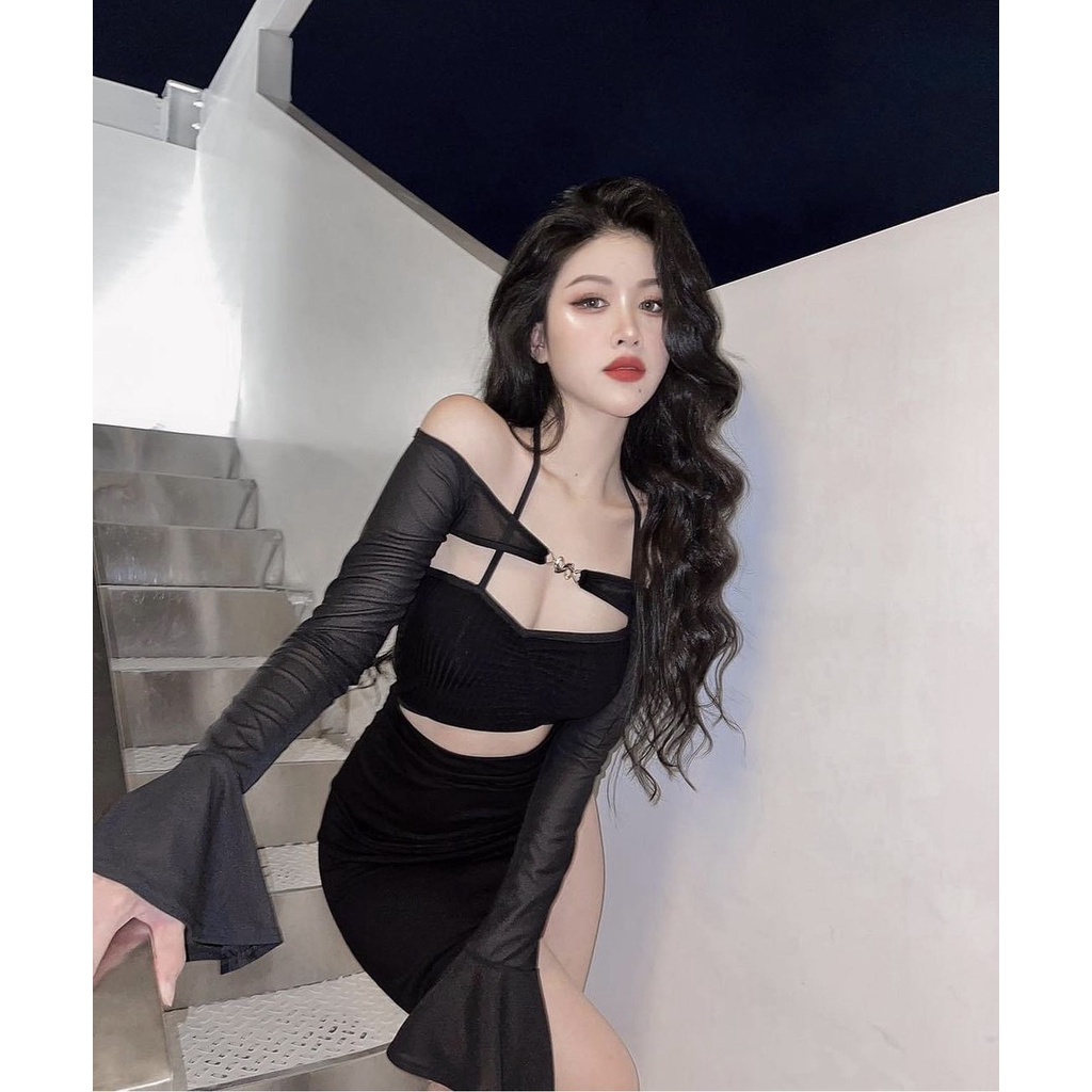 Set Áo Và Váy Xẻ Gợi Cảm - Màu Đen