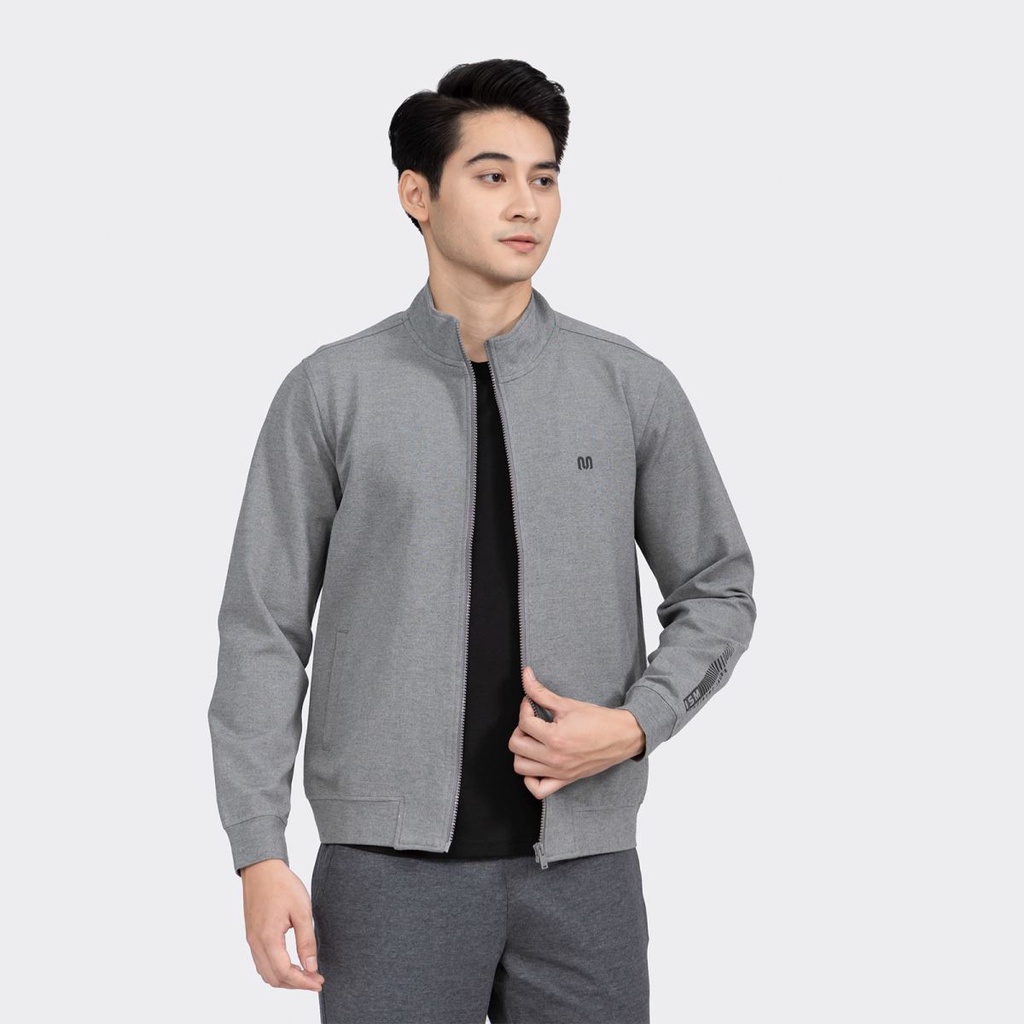 Áo khoác nỉ Insidemen cổ trụ bo gấu có túi   màu xám IJK006W2