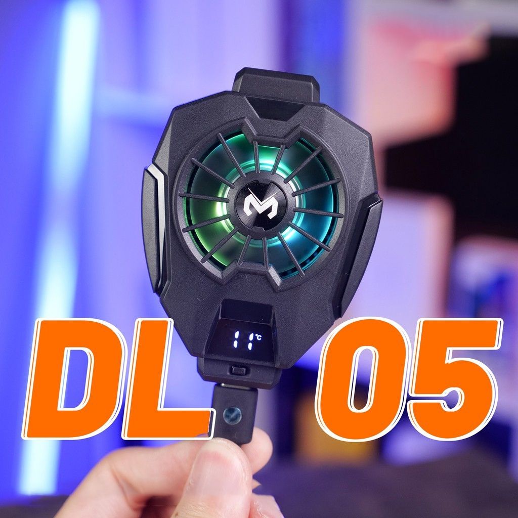 Quạt tản nhiệt điện thoại sò lạnh MEMO DL05/G6 chơi PUBG FF ROS Siêu lạnh, hiển thị nhiệt độ, LED RGB, Kẹp 2 -1 đổi 1