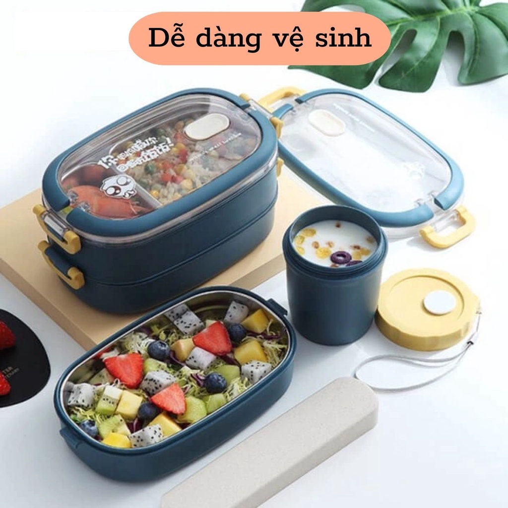 Hộp Đựng Cơm Giữ Nhiệt 2 Tầng Nhỏ Gọn