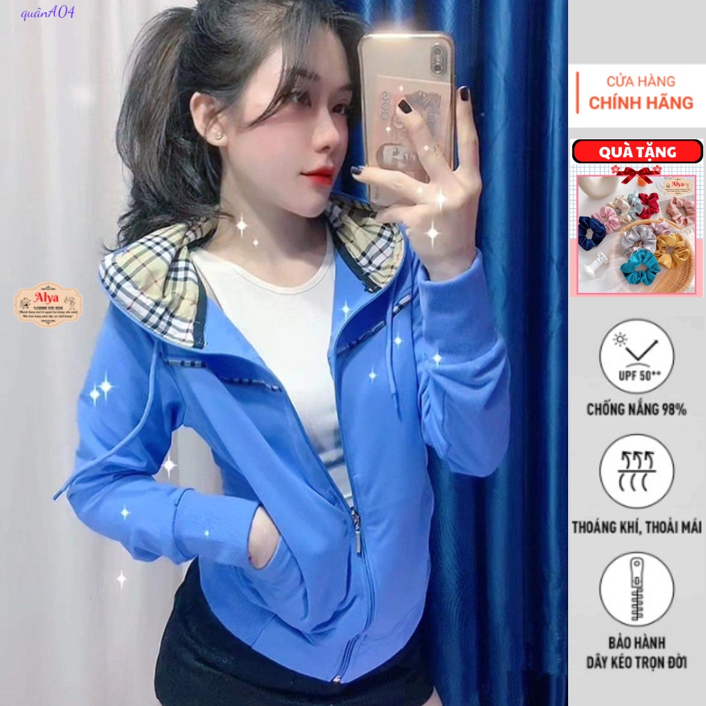 Áo khoác nữ thu đông, 6 túi khoá kéo, nón caro to 2 lớp ALYA chất cotton da cá sợi cao cấp Nhật Bản trẻ trung A04