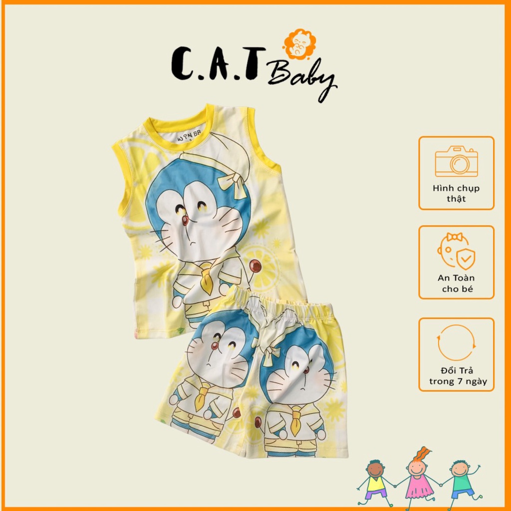 Đồ bộ thun lạnh winbb in 3D doraemon sát nách cho bé trai từ 12-48kg ( có size đại )