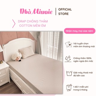 Ga chống thấm cotton Nhà Minnie dành cho bé màu xám kem nâu - Mềm Mịn Mát - Nằm trực tiếp - Bảo hành 6 tháng