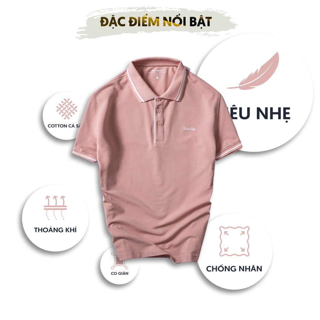 Áo polo nam slimfit BLOOK Vải thun cotton thêu logo đơn giản 33086