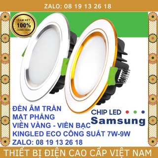  Đèn Âm Trần viền VÀNG Và viền BẠC KINGLED ECO Mặt Phẳng 7w, 9w nhôm đúc nguyên khối, bảo hành 2 năm