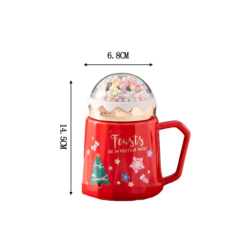 Cốc Sứ Cao Cấp Có Nắp Đậy In Họa Tiết Hoạt Hình Dễ Thương Dùng Làm Quà Tặng Giáng Sinh