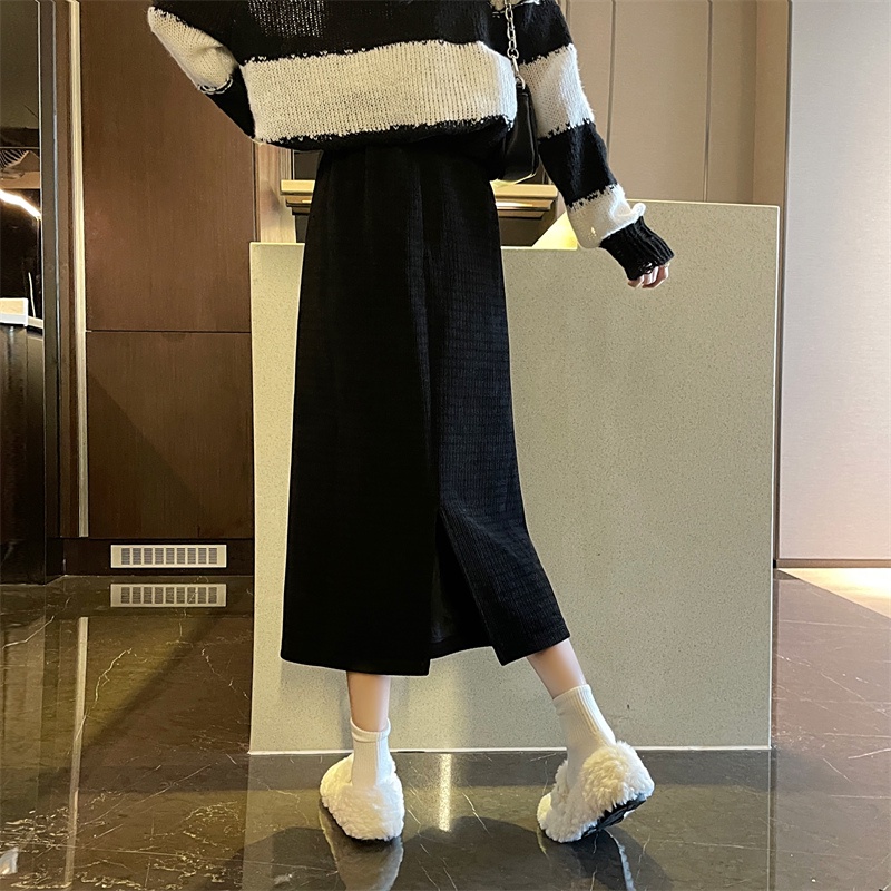Chân váy SUXI lông cừu lưng cao đơn giản phong cách cổ điển dễ phối đồ