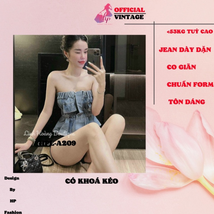áo ống jean cúp ngực, áo kiểu quây xẻ body nhún lưng kiểu hàn quốc tôn dáng A251 - mm