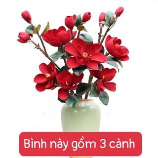 Hoa mộc lan cánh gấp 2 bông lớn +2 nụ (hoa giả)