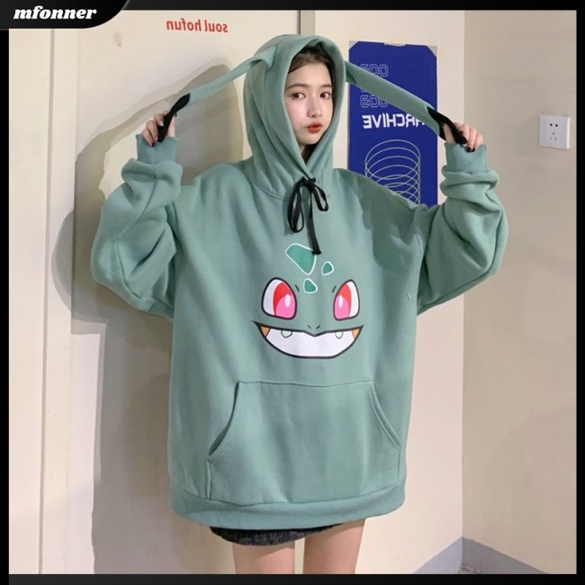 Áo Hoodie Dài Tay Dày Dặn In Họa Tiết Hoạt Hình Dễ Thương Cho Nữ