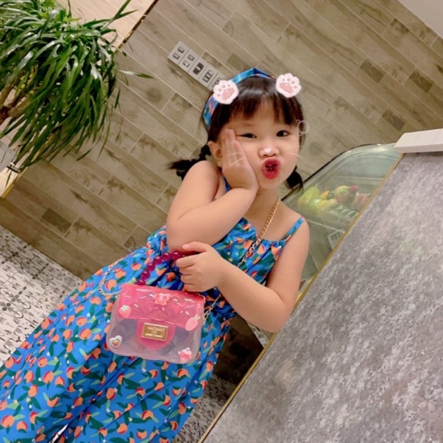 Túi đeo chéo mini quai ngọc nhựa gắn charm cho bé dễ thương đẹp giá rẻ nhỏ gọn DIOMI