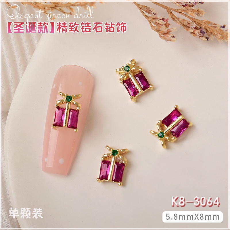 Set 3 Charm Đá Chủ Đề Giáng Sinh Noel Trang Trí Móng Nail, Nhiều Mẫu Cây Thông, Hộp Quà, Hoa Tuyết, Hươu