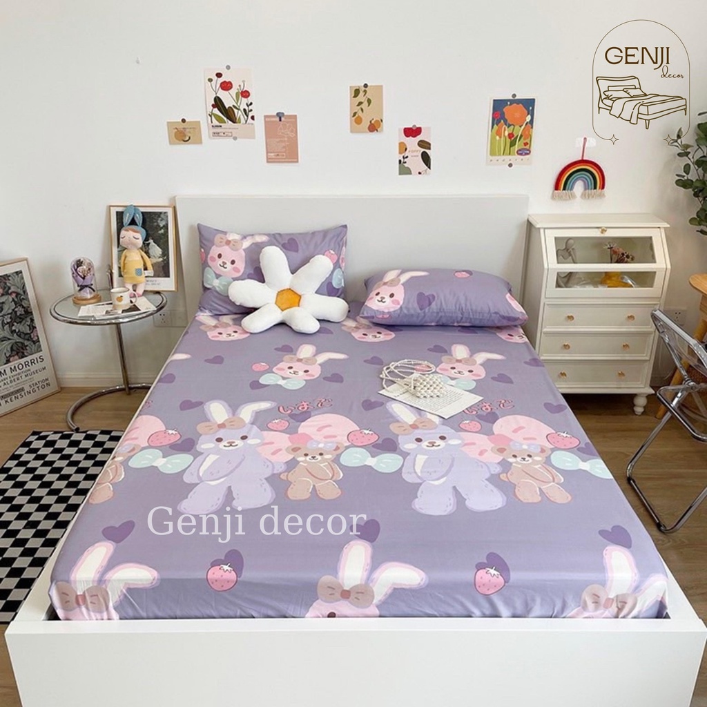 Bộ ga giường 3 món Genji Decor 01, drap giường đẹp mềm mịn mát đầy đủ kích thước mẫu mã