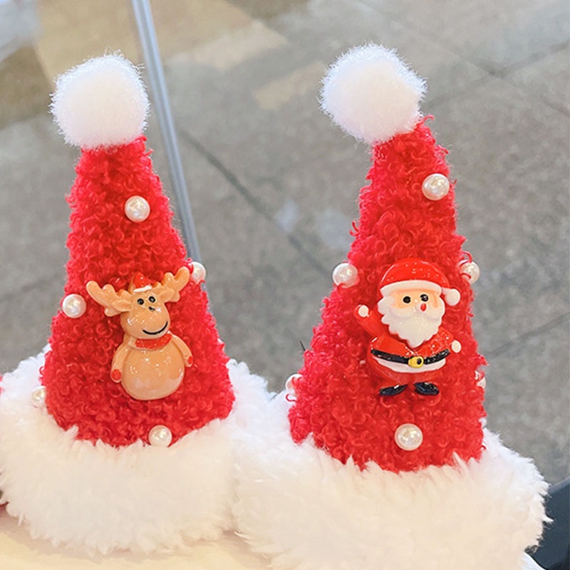 Kẹp Tóc Hình Nón Len Giáng Sinh Dễ Thương