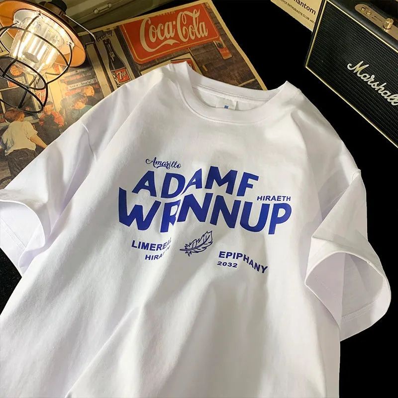 Áo Thun 100% Cotton Tay Ngắn Dáng Rộng In Chữ Tiếng Anh Thời Trang Mùa Hè Cho Nam Giới