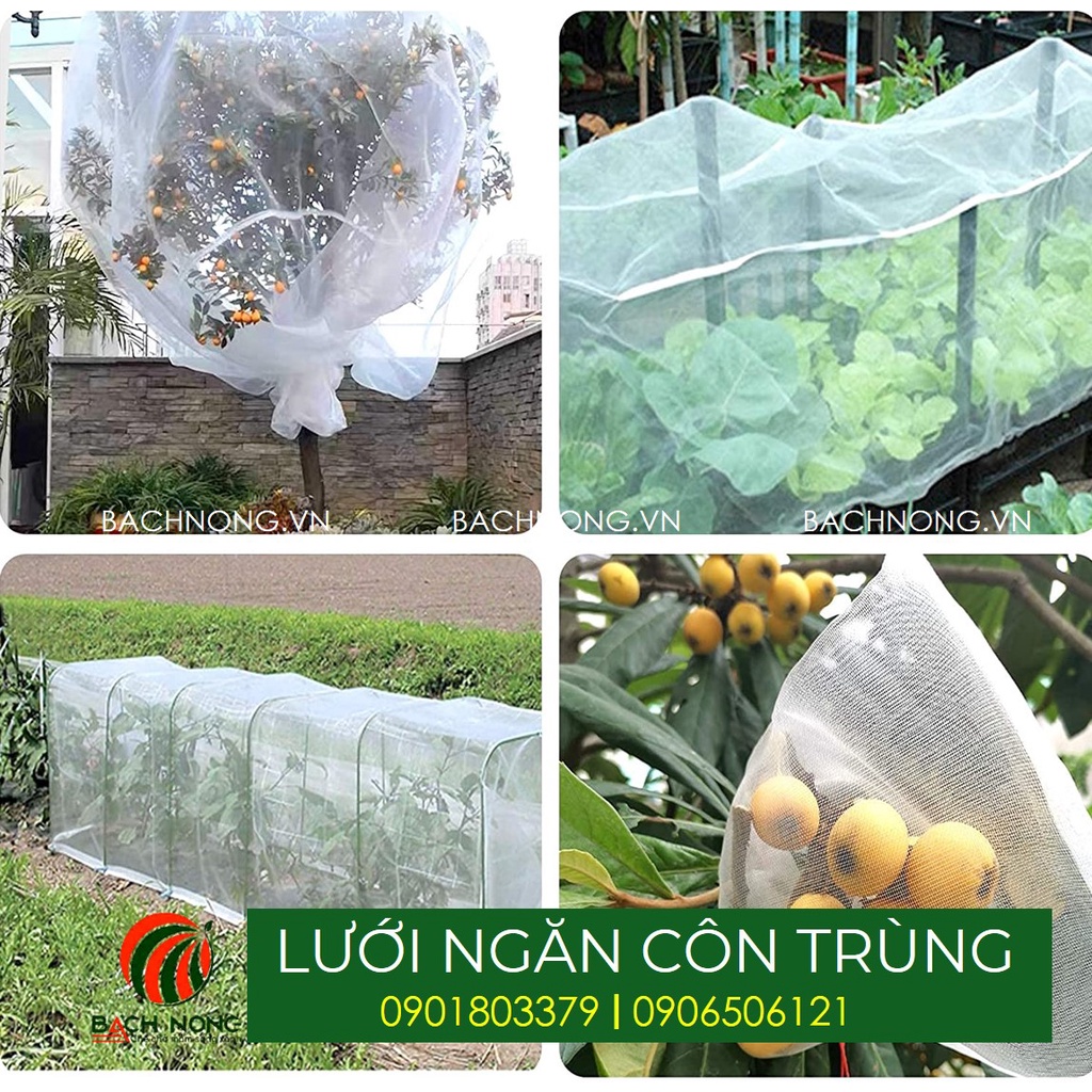 Lưới 18 mesh (42 ô/cm2)tùy chọn khổ rộng 1m, 2m, 3.4m trồng rau,trùm vườn trái cây