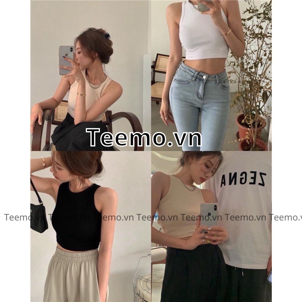 Áo croptop Ba Lỗ nữ kiểu sexy ôm body tank top trơn,áo kiểu vải cotton cổ tròn mặc đi chơi,tập gym,đi biển CP02 Teemo.vn