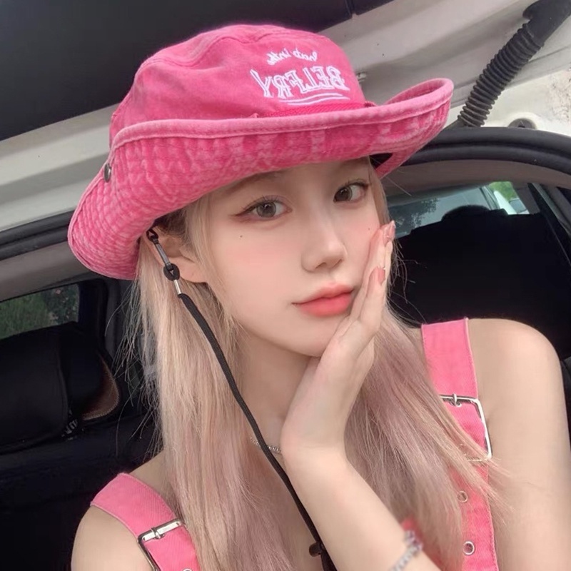 Mũ Bucket Jeans Thêu Chữ Thời Trang Cho Nữ