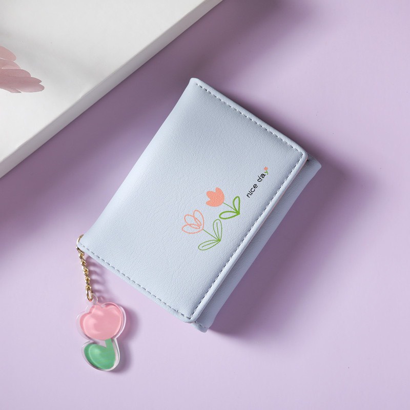 Ví Ngắn Nữ Cầm Tay Cao Cấp Gấp Gọn Bông Hoa Nice Day V585 Kiểu Dáng Sang Trọng - Hata24h