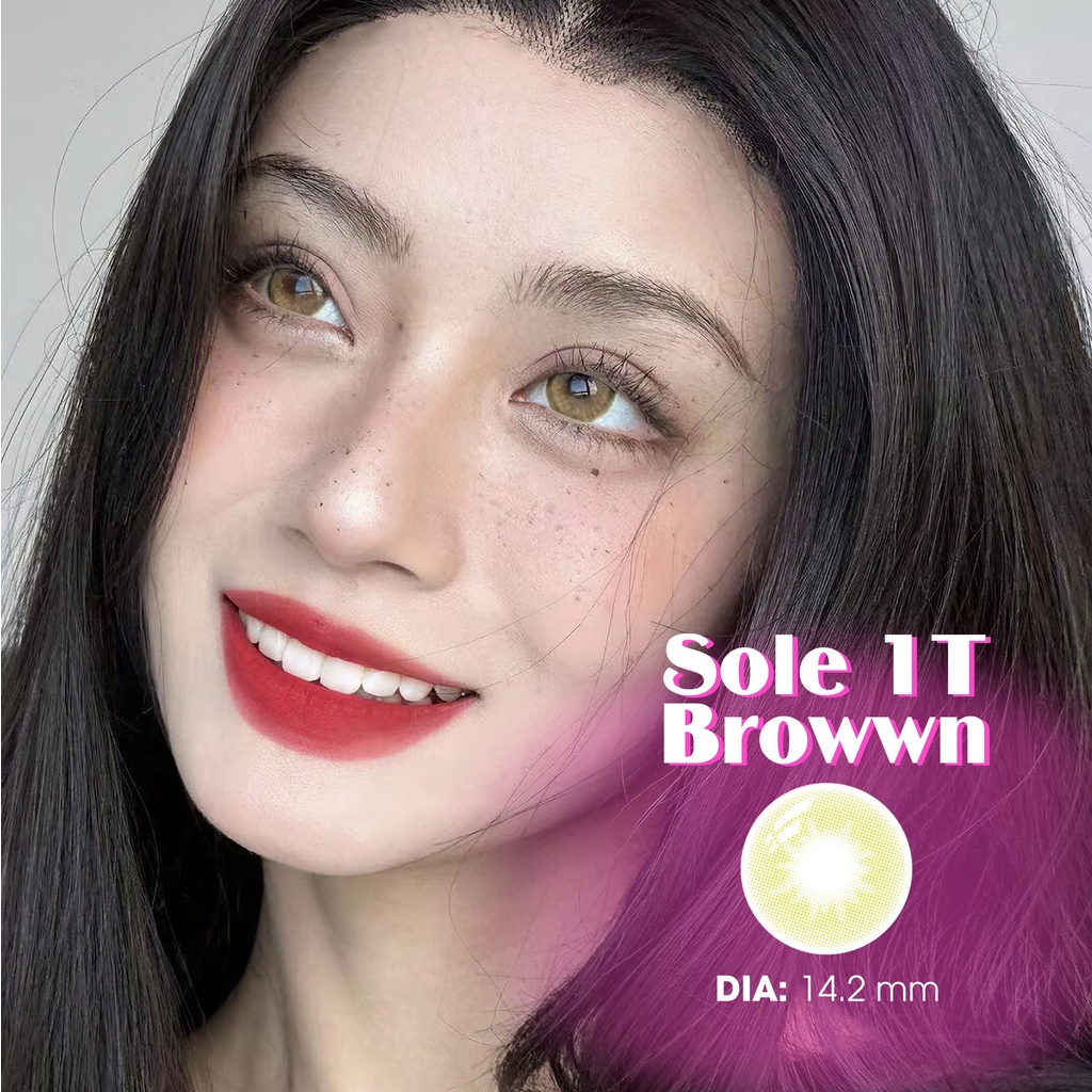 Kính áp tròng ZLENS cho mắt cận màu nâu sáng độ cận từ 0 - 8 Sole 1T Brown