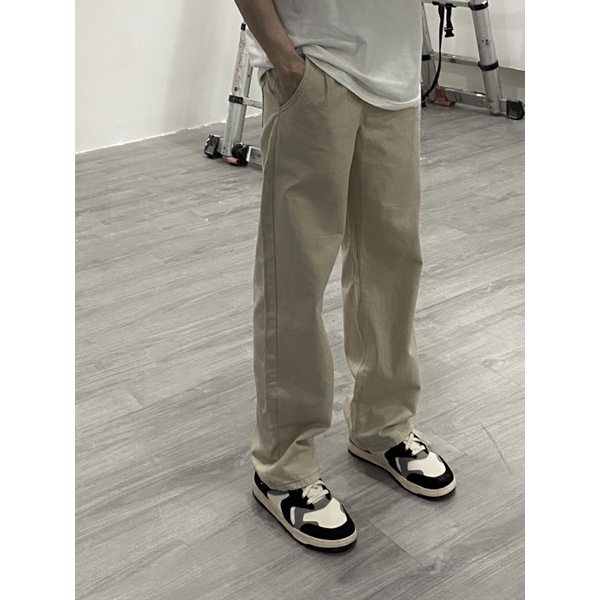 QUẦN KAKI DÁNG SUÔNG,QUẦN KAKI ỐNG RỘNG UNISEX NAM NỮ MÃ 121