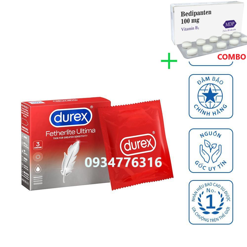 Combo Bedipanten 100mg +  ✅ Bao cao su Durex Fetherlite Ultima  Hộp 3-12 bao