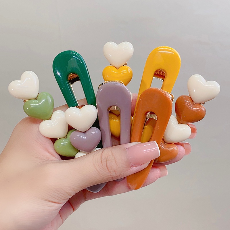 Bộ 2 Kẹp Tóc Mái Trái Tim Thời Trang Cho Nữ