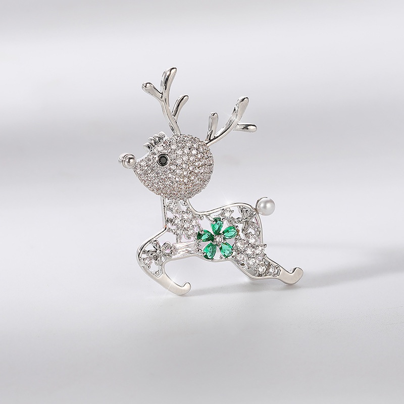 Ghim Cài Áo Hình Con Nai Đính Ngọc Trai Nhân Tạo Thời Trang