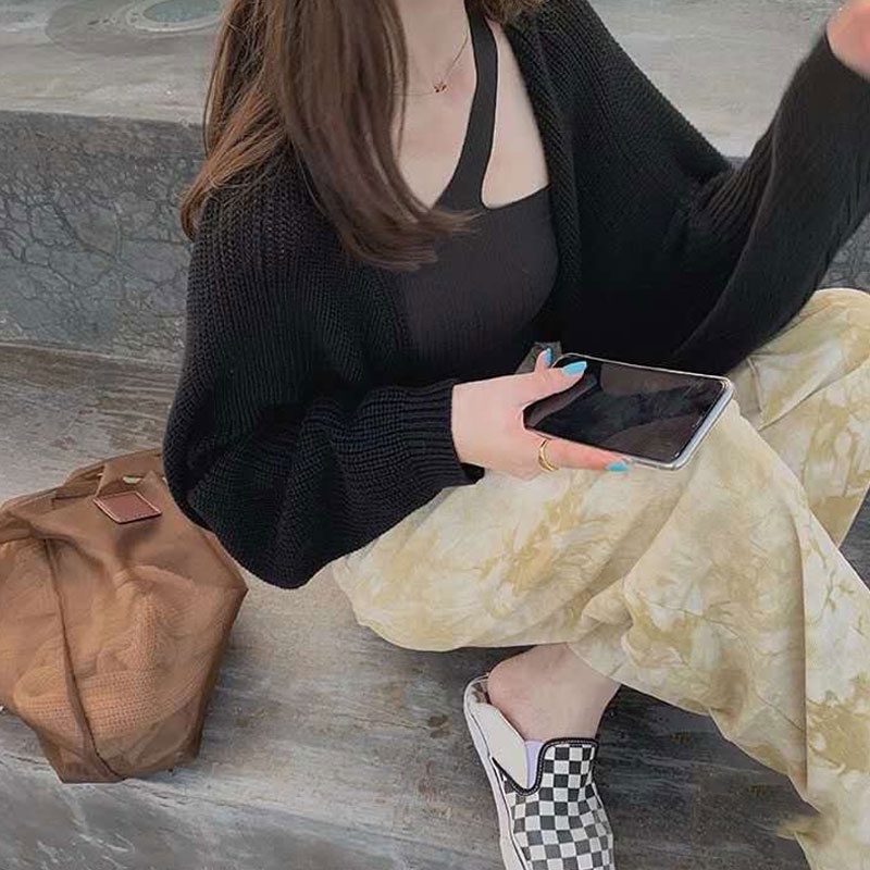 Áo Khoác cardigan Dệt Kim Tay Dài Phong Cách Thời Trang Hàn Quốc Cho Nữ