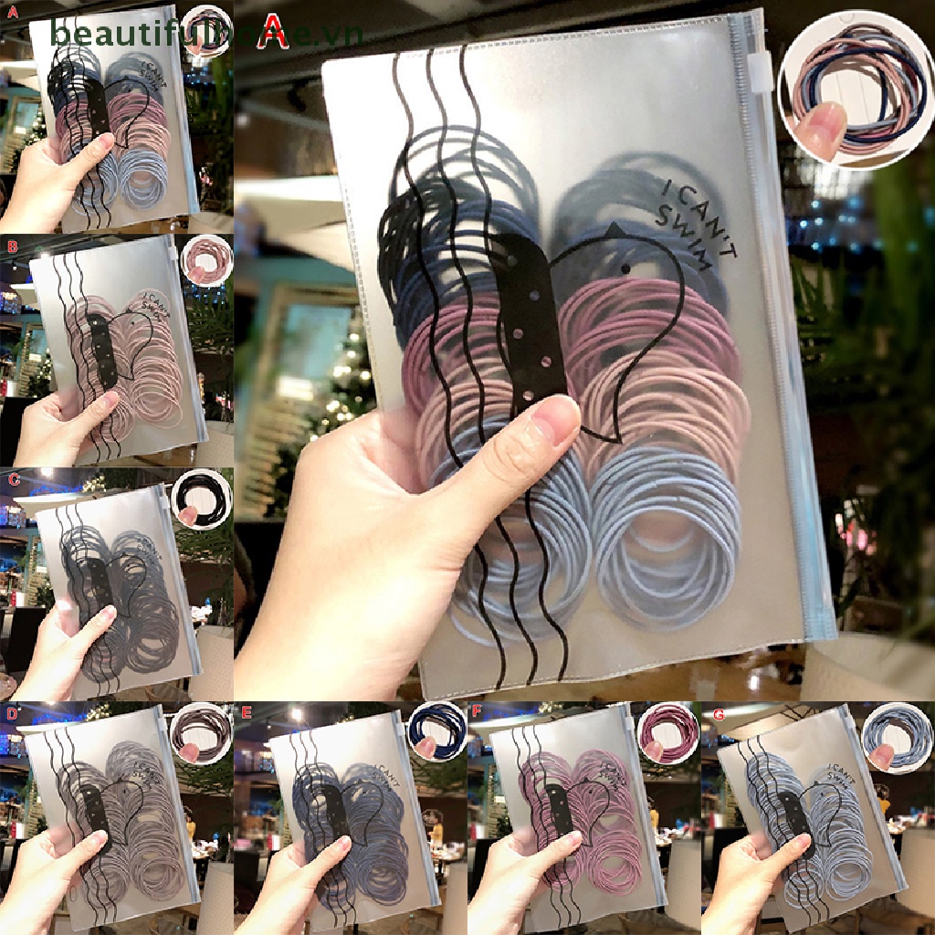 Bộ 50 Dây Buộc Tóc Cao Su Co Giãn Dành Cho Nữ