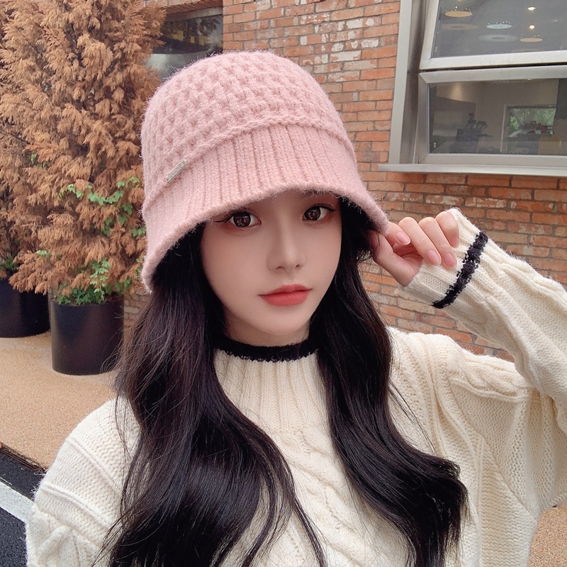 Nón Bucket Dệt Kim Nhỏ Đơn Giản Dễ Phối Đồ Phù Hợp Với Mọi Nơi Công Cộng Dành Cho Bạn Nữ