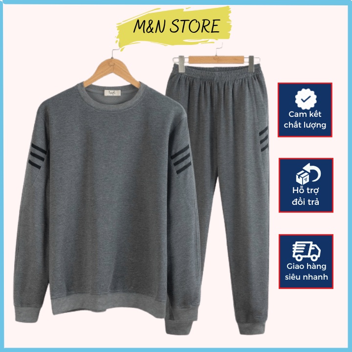Bộ nỉ nam thu đông, bộ thể thao dài tay chất nỉ da cá