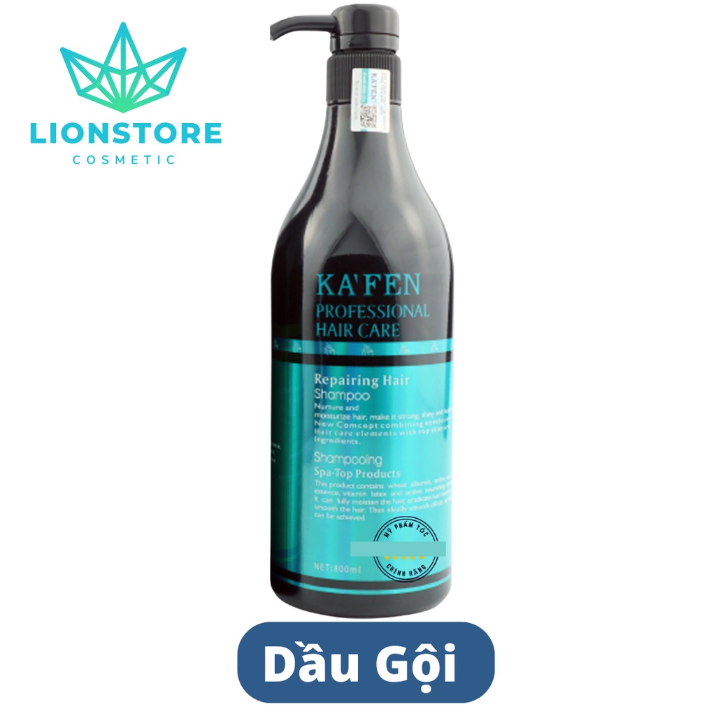Cặp dầu gội KAFEN 800ml hoàn hình xanh phục hồi tóc khô xơ hư tổn chính hãng dầu gội dưỡng tóc