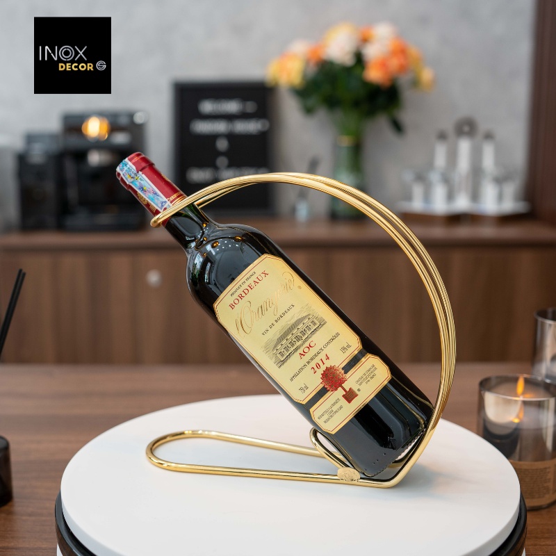 Kệ rượu cánh cung Dola Home HCM inox 304 vàng gold sang trọng cao cấp