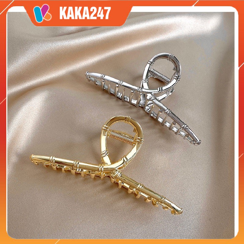 Kẹp Tóc Kim Loại Kiểu Thắt Chéo Mạ Vàng Cỡ Lớn Phong Cách Hàn Quốc