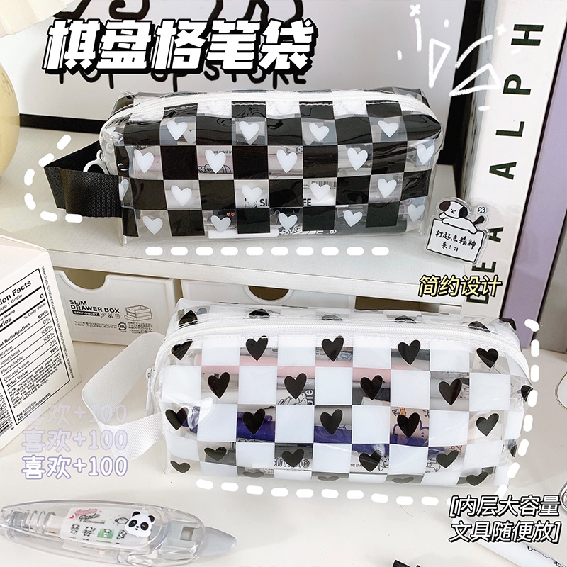 Túi Đựng Bút Trong Suốt Chống Thấm Nước In Họa Tiết Dễ Thương Tiện Dụng Cho Học Sinh